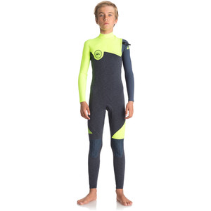 Quiksilver Boys Highline Series 4/3mm Zipperless Wetsuit HEATHER SLATE / SAFETY YELLOW EQBW103033